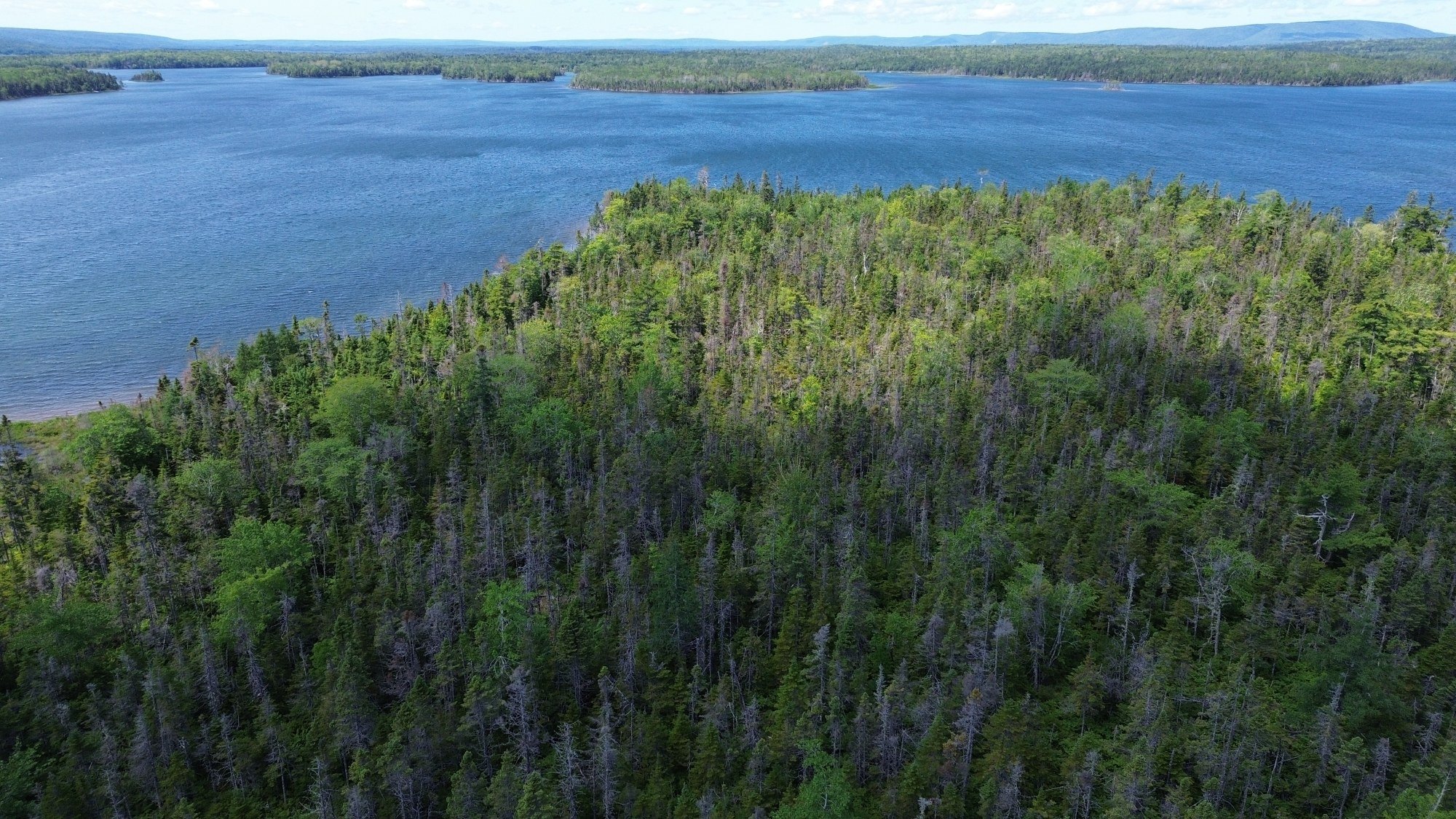 Aerial view of Kennedy Cove Estates on Bras d'Or Lake, Cape Breton